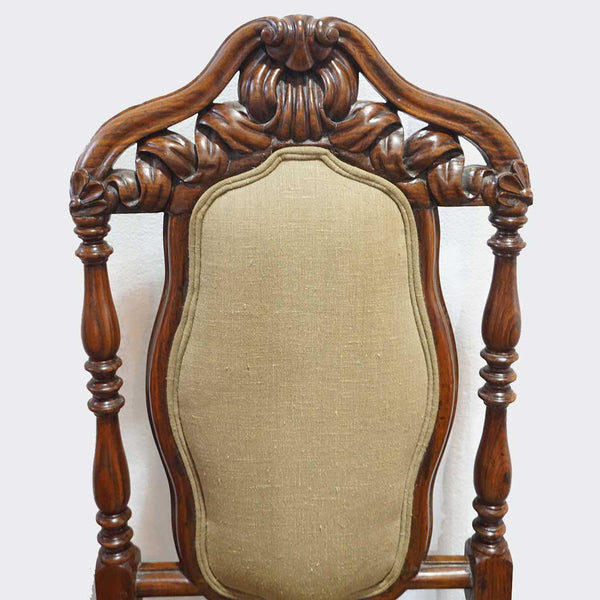 Indo-Portuguese Rosewood Upholstered Side Chair