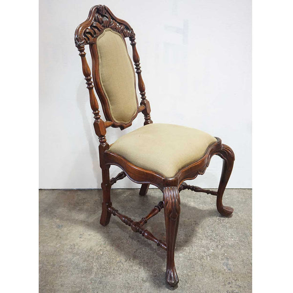 Indo-Portuguese Rosewood Upholstered Side Chair