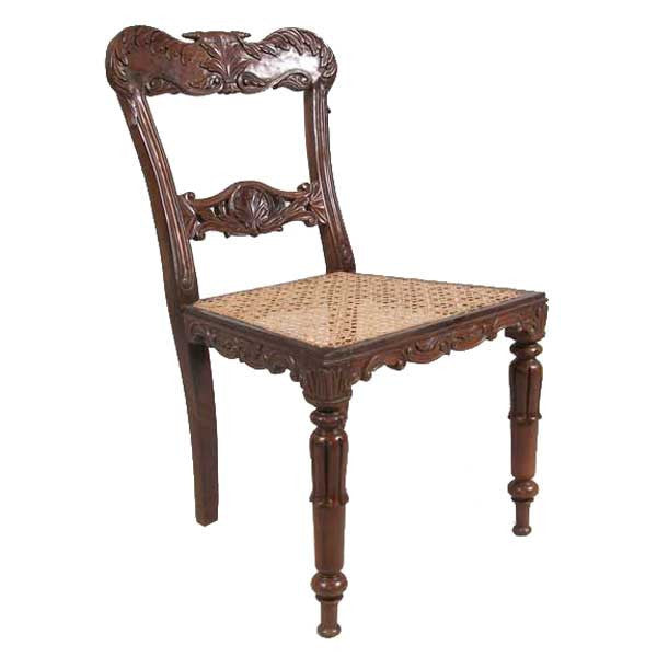 Set of Six Anglo Indian Late Regency Rosewood Caned Dining Side Chairs