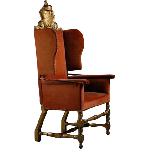 Danish Royal Frederick IV Baroque Birch Wingback Reclining Armchair