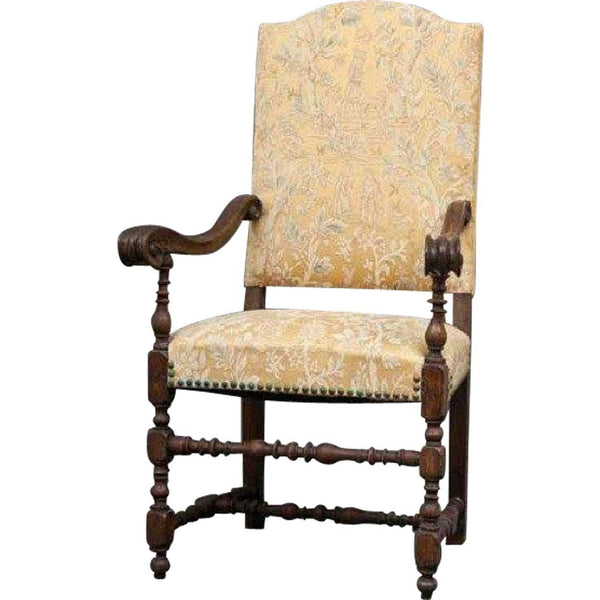 Italian/Spanish Baroque Walnut Upholstered Armchair