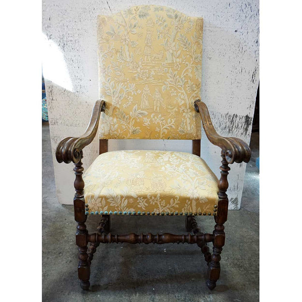 Italian/Spanish Baroque Walnut Upholstered Armchair