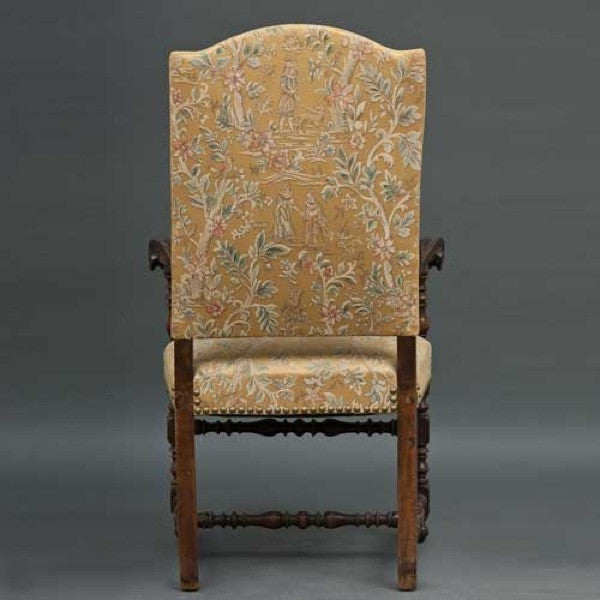 Italian/Spanish Baroque Walnut Upholstered Armchair