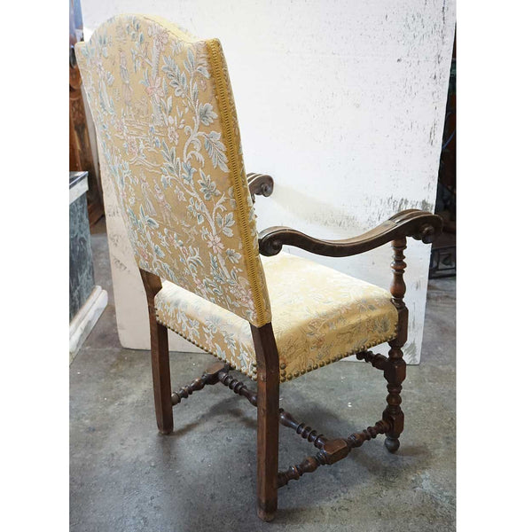 Italian/Spanish Baroque Walnut Upholstered Armchair