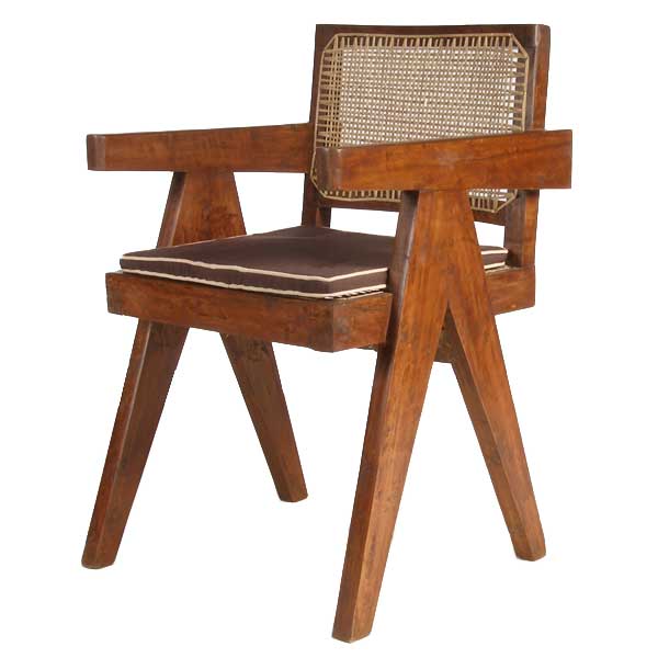 Assembled Set of Four Vintage PIERRE JEANNERET Teak Conference Chairs from Chandigarh, India
