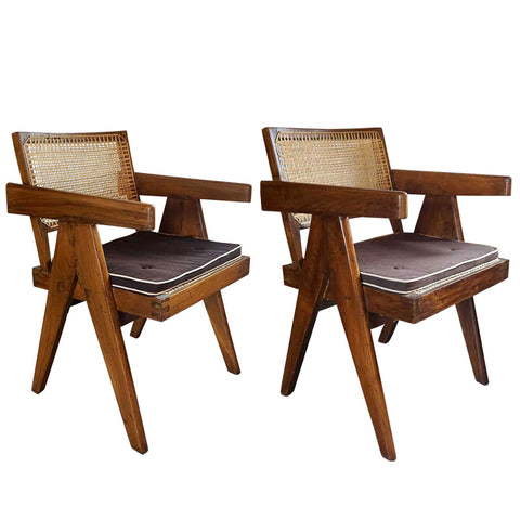 Assembled Set of Two Vintage PIERRE JEANNERET Teak Conference Chairs from Chandigarh, India