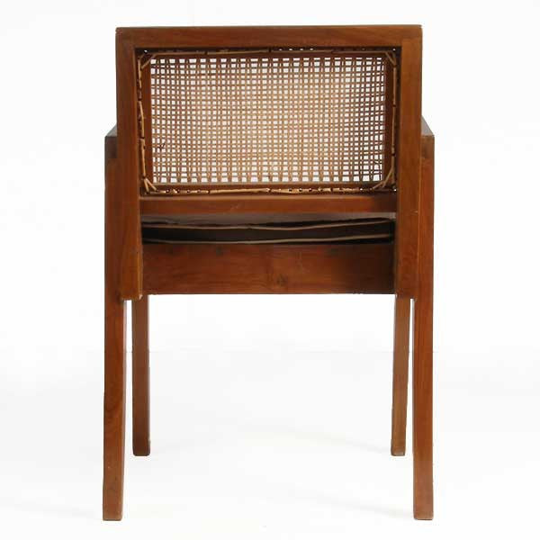 Vintage PIERRE JEANNERET Mid Century Modern Caned Teak Armchair from Chandigarh, India