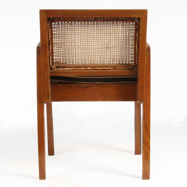 Vintage PIERRE JEANNERET Caned Teak Armchair from Chandigarh, India