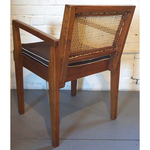 Vintage PIERRE JEANNERET Caned Teak Armchair from Chandigarh, India