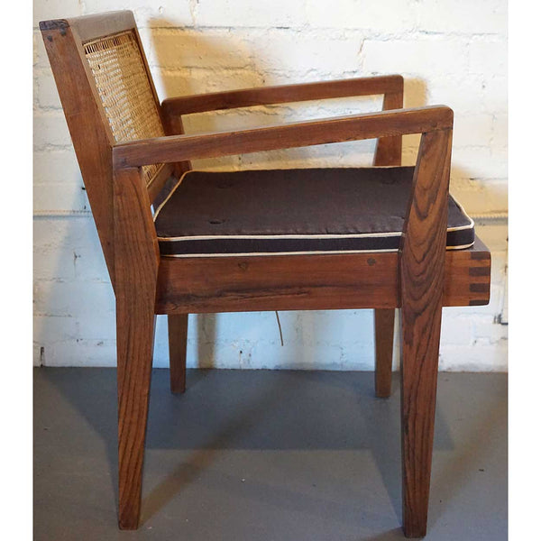 Vintage PIERRE JEANNERET Caned Teak Armchair from Chandigarh, India