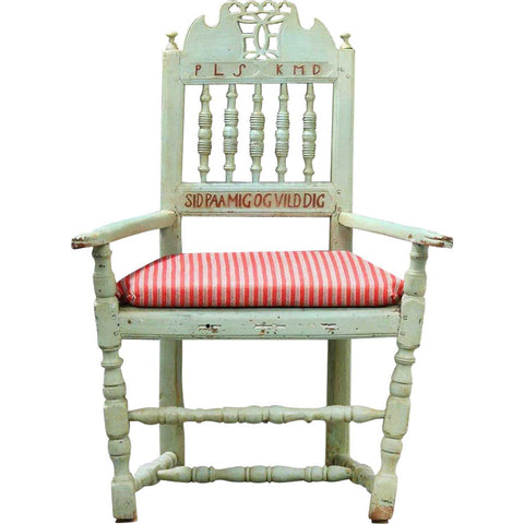 Danish LARS (HUGGER) PEDERSEN Folk Art Painted Birch Armchair