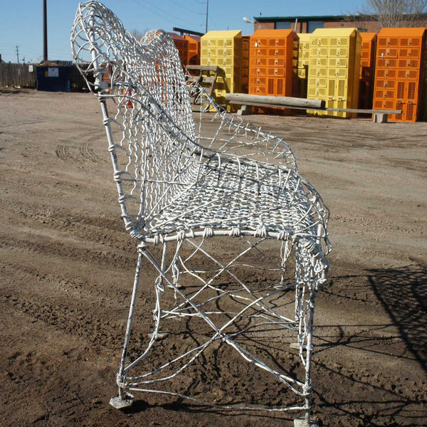 Small Victorian White Painted Iron Wire Garden Bench