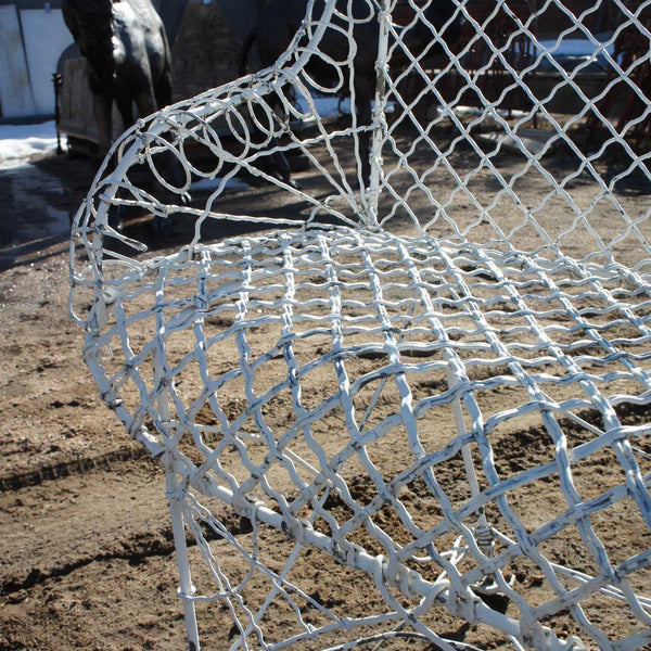 Small Victorian White Painted Iron Wire Garden Bench