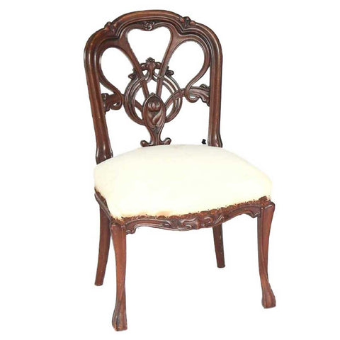 French Art Nouveau Mahogany Upholstered Side Chair