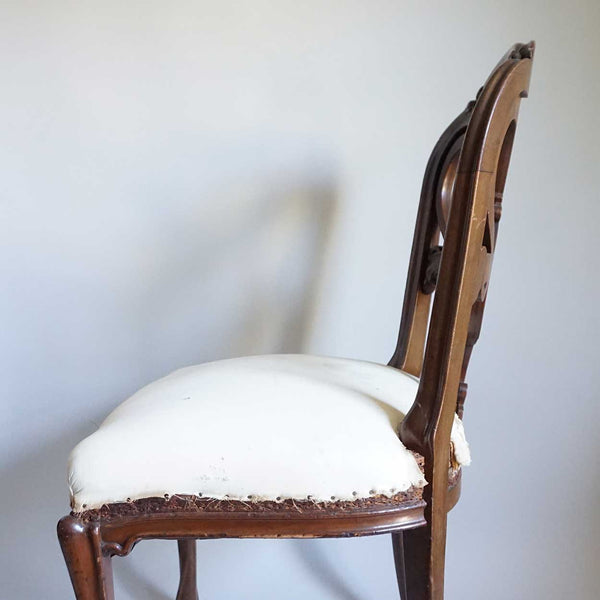 French Art Nouveau Mahogany Upholstered Side Chair