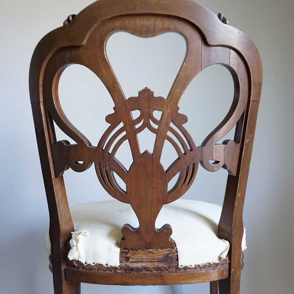 French Art Nouveau Mahogany Upholstered Side Chair