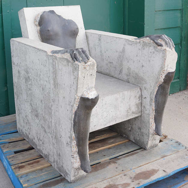 CAROLYN BRAAKSMA Pair of Cast Concrete and Bronze Sculptures, Leg and Arm Chairs