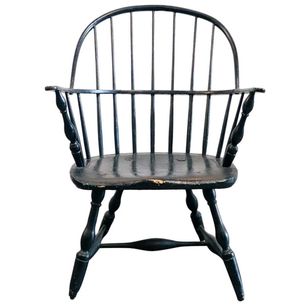 American New England Black Windsor Bow-back Armchair