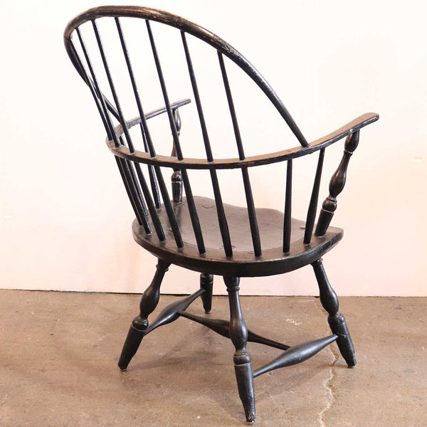 American New England Black Windsor Bow-back Armchair