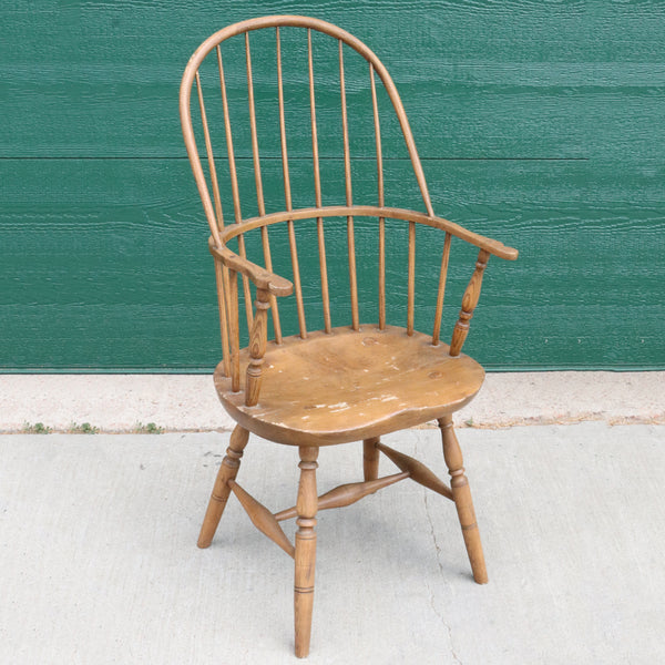 American Windsor Oak/Hickory and Pine Tall Sack Back Armchair