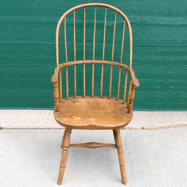American Windsor Oak/Hickory and Pine Tall Sack Back Armchair