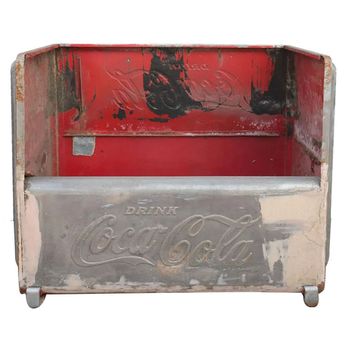 Vintage American Industrial Painted Metal Coca Cola Ice Chest Cooler Bench or Planter