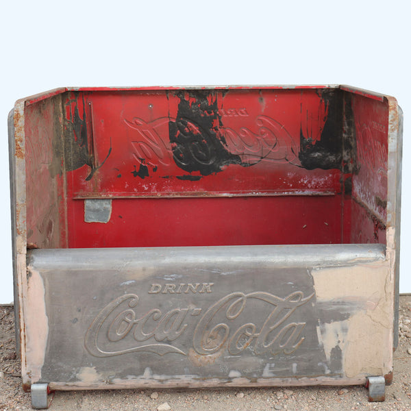 Vintage American Industrial Painted Metal Coca Cola Ice Chest Cooler Bench or Planter