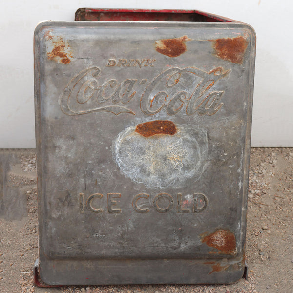 Vintage American Industrial Painted Metal Coca Cola Ice Chest Cooler Bench or Planter