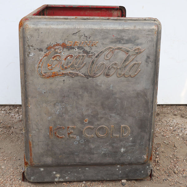 Vintage American Industrial Painted Metal Coca Cola Ice Chest Cooler Bench or Planter