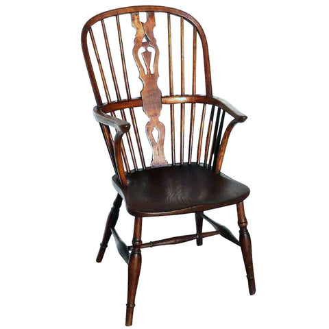 English Georgian Elm High-Back Windsor Armchair