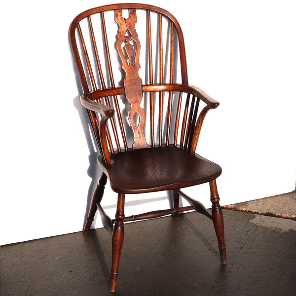 English Georgian Elm High-Back Windsor Armchair