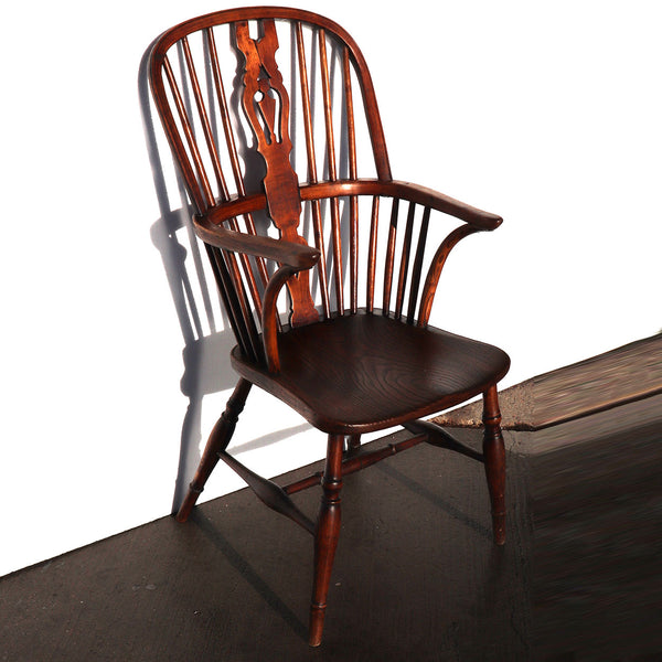 English Georgian Elm High-Back Windsor Armchair