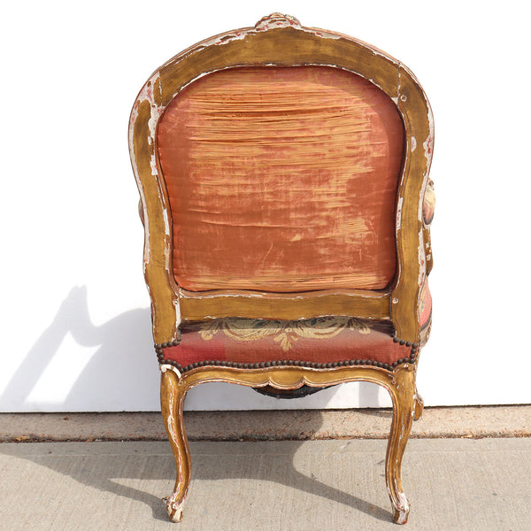 Pair of French Louis XV Style Gold Gilt Beechwood and Aubusson Upholstered Armchairs