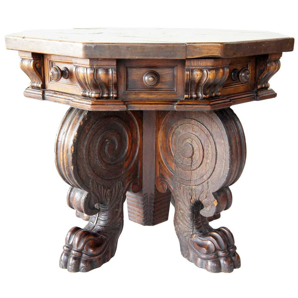Northern Italian Renaissance Walnut Octagonal Side Table