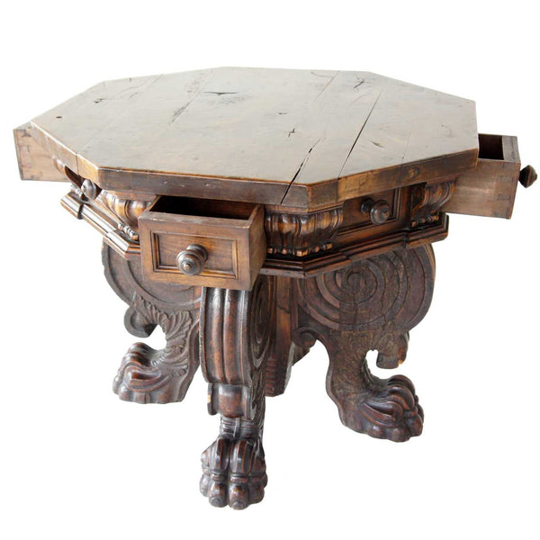 Northern Italian Renaissance Walnut Octagonal Side Table
