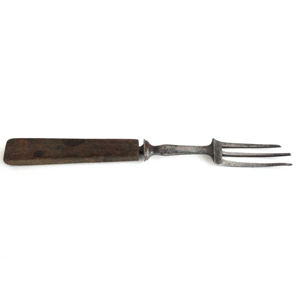 Primitive American Civil War Era Pewter and Walnut Handle Three-Tine Fork