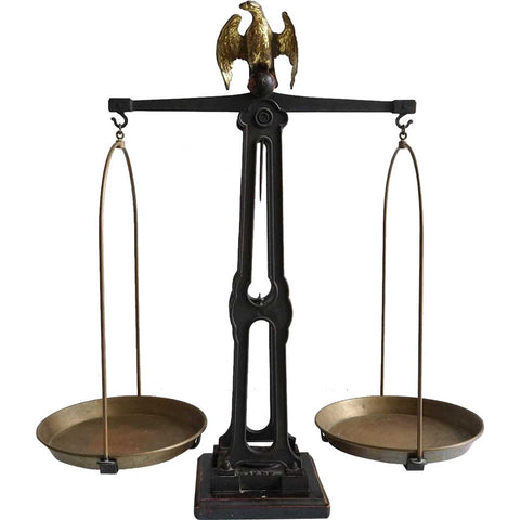 Large European Iron and Brass Eagle 15 kilogram Counter Balance Scale