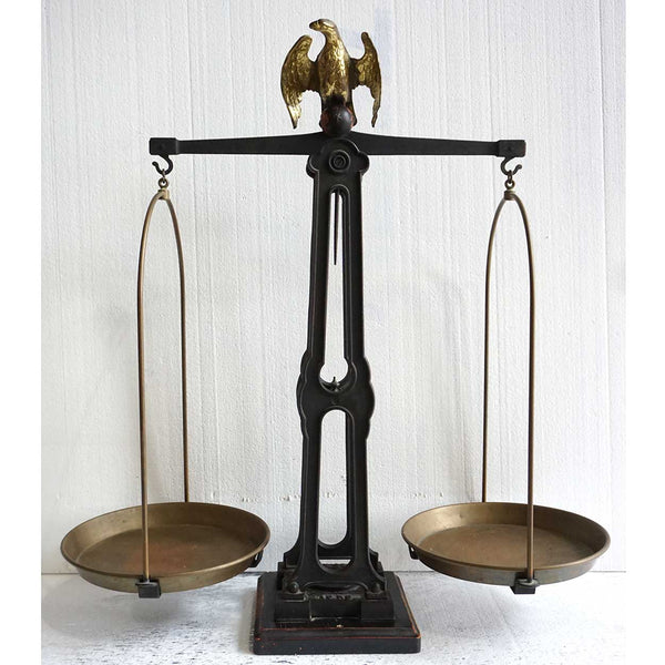 Large European Iron and Brass Eagle 15 kilogram Counter Balance Scale