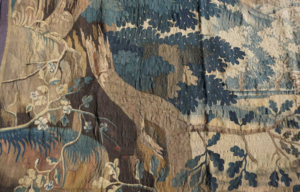 Large French/Belgian Baroque Verdure Tapestry Wall Hanging, Achilles Seducing Deidamia