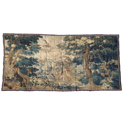 Large French/Belgian Baroque Verdure Tapestry Wall Hanging, Achilles Seducing Deidamia