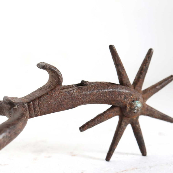 Mexican Spanish Colonial Hand Forged Iron and Leather Vaquero Boot Spur