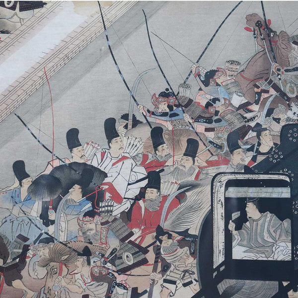 Japanese Color Woodblock Print, Night Attack on the Sanjo Palace