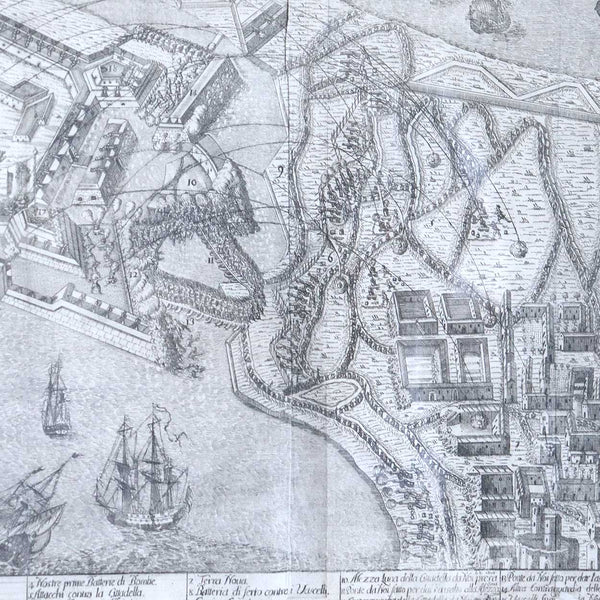 FRANCESCO CICHE Engraving, Map and Plan of the Siege of the Citadel of Messina