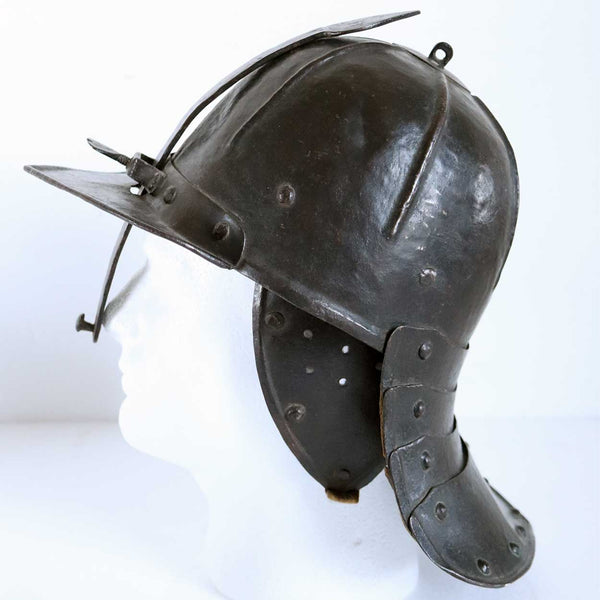 Northern European Steel and Leather Military Burgonet Pot Helmet (Zischägge)