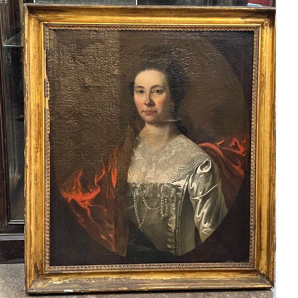 British School Oil on Canvas Painting, Portrait of a Lady