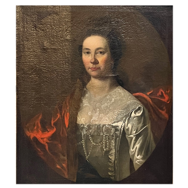 British School Oil on Canvas Painting, Portrait of a Lady