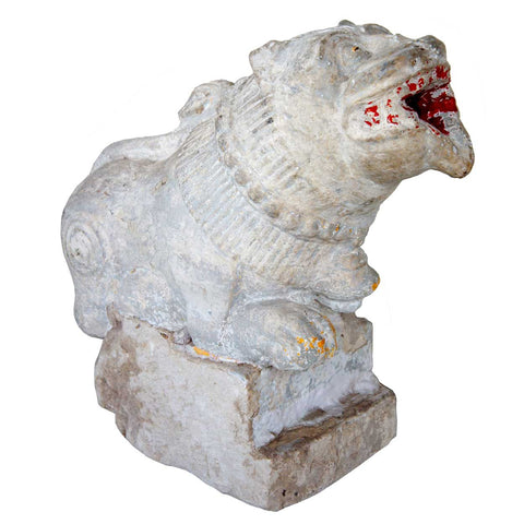 Indian Painted Limestone Vyala Animal Form Architectural Bracket