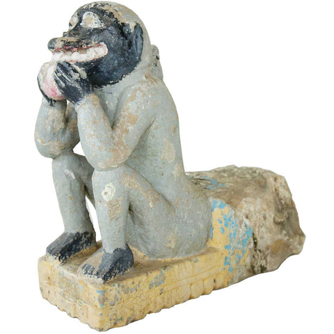 Indian Painted Limestone Monkey Architectural Bracket