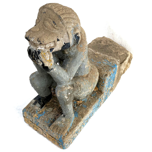 Indian Painted Stone Monkey Figural Architectural Bracket