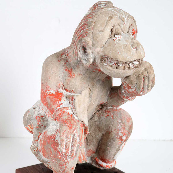 Small Indian Painted Stone Monkey Architectural Bracket